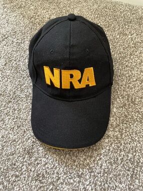 NRA Black Baseball Cap with Gold Embroidery